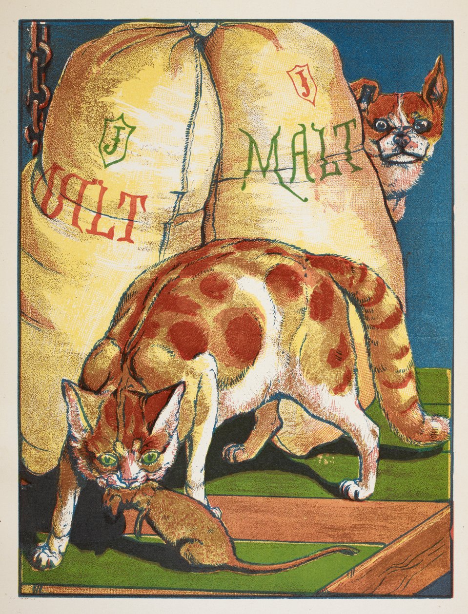 Kot zabija szczura autorstwa Walter Crane