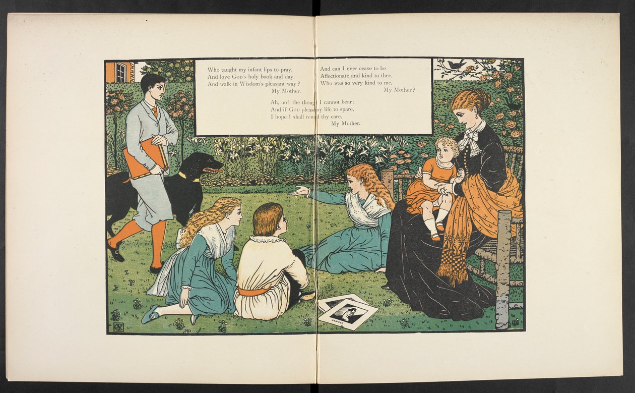 Rodzina w ogrodzie. autorstwa Walter Crane