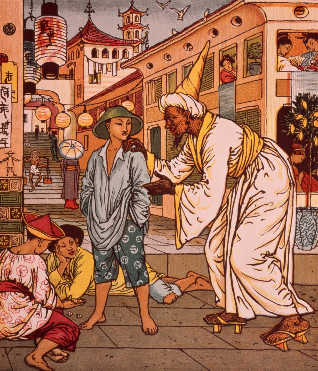 Książka z obrazkami Aladyna, Arabian Nights autorstwa Walter Crane