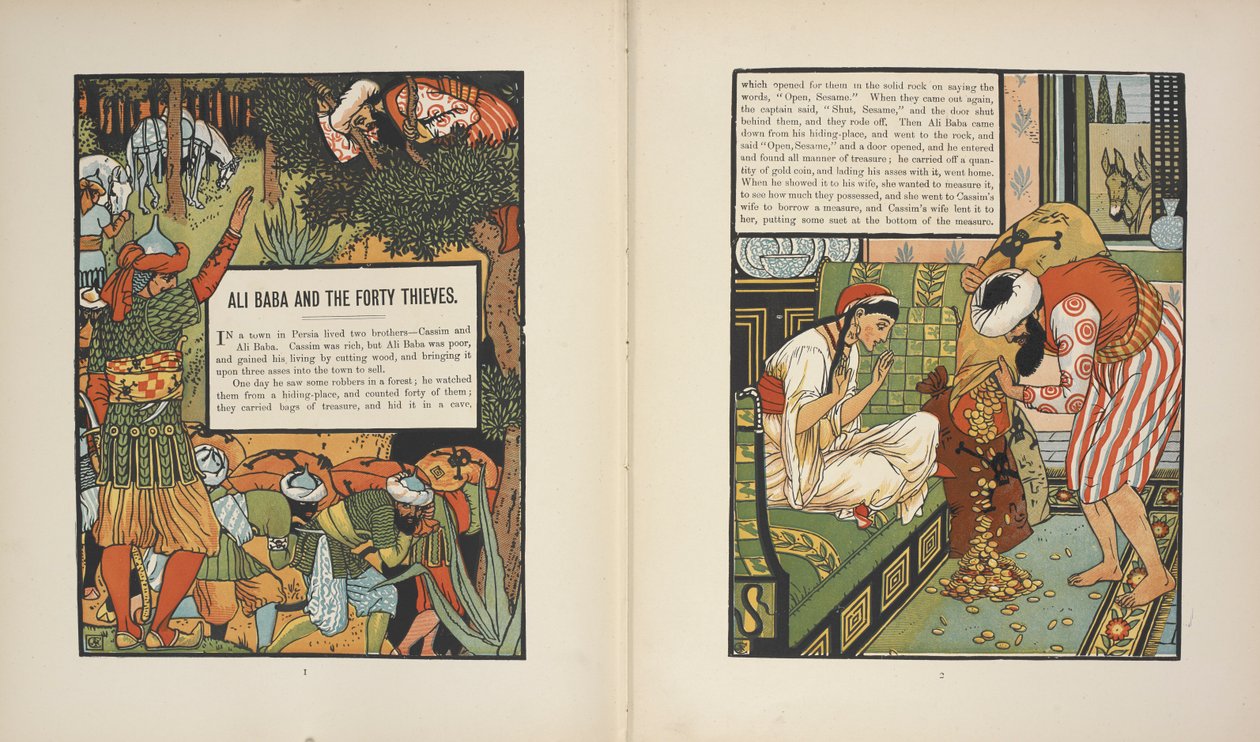 Ali Baba i czterdziestu rozbójników. autorstwa Walter Crane