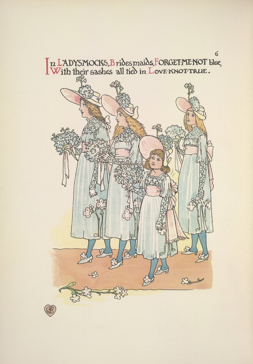 Damas de honra em miosótis não azul ladysmockspolish autorstwa Walter Crane