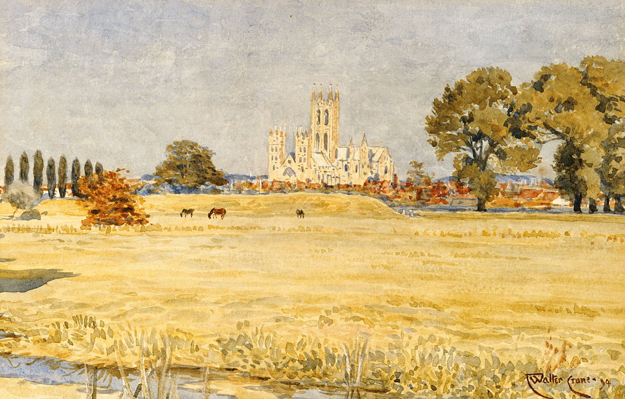 Katedra w Canterbury od strony łąk, 1894 autorstwa Walter Crane