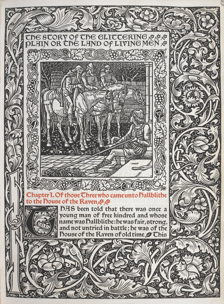 Rozdział I. O tych trzech, którzy przybyli do Hallblithe do domu Kruków. autorstwa Walter Crane