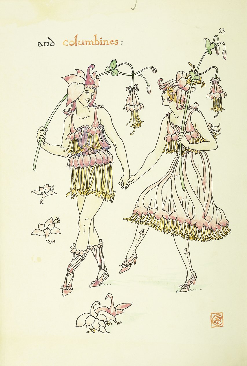 Kwiaty z Ogrodu Szekspira: Columbines, 1906 autorstwa Walter Crane