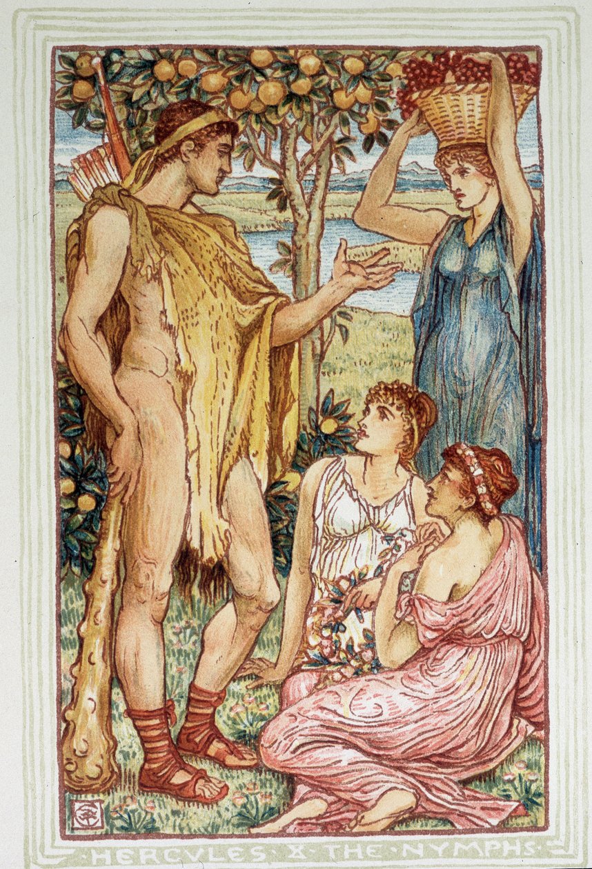Herkules (Herakles) i nimfy – w „”Cudownej książce dla dziewcząt i chłopców”” Waltera Crane