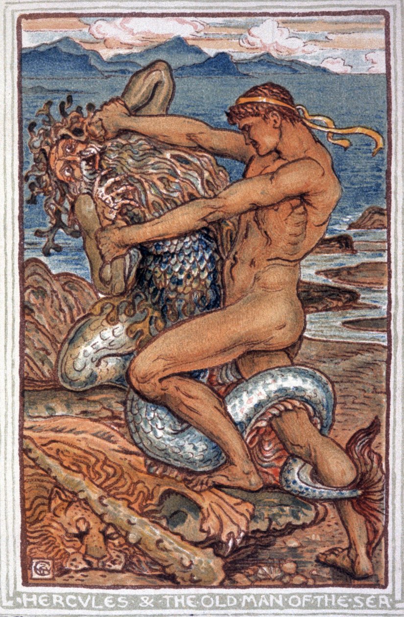 Herkules i Neree autorstwa Walter Crane
