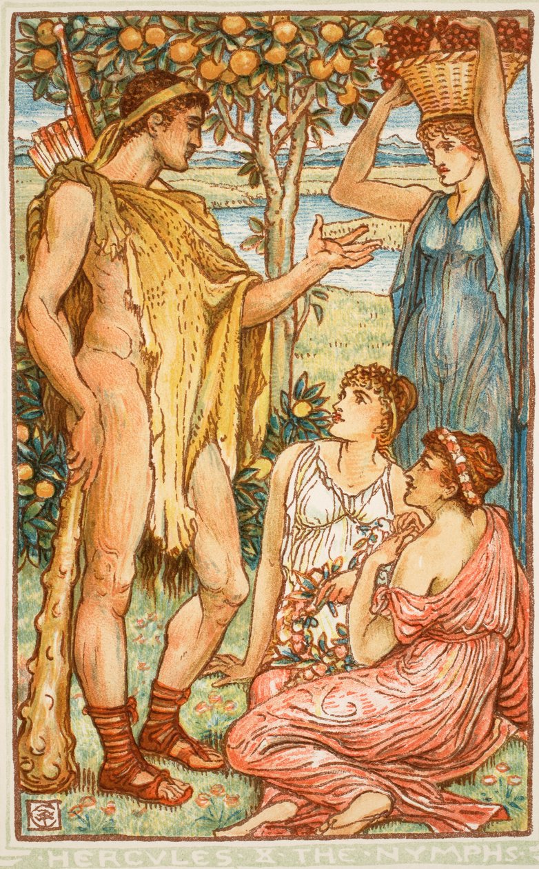 Herkules i nimfy, ilustracja z „Cudownej książki dla dziewcząt i chłopców” Nathaniela Hawthorne