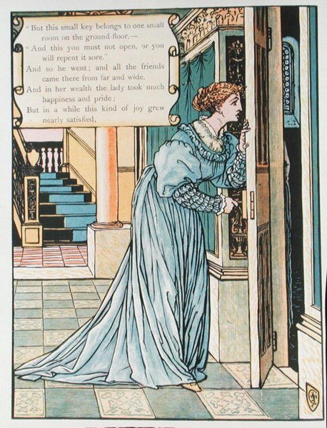 Ilustracja do „Sinobrodego” Charlesa Perraulta (1628-1703) (kolorowa grawerunek) autorstwa Walter Crane