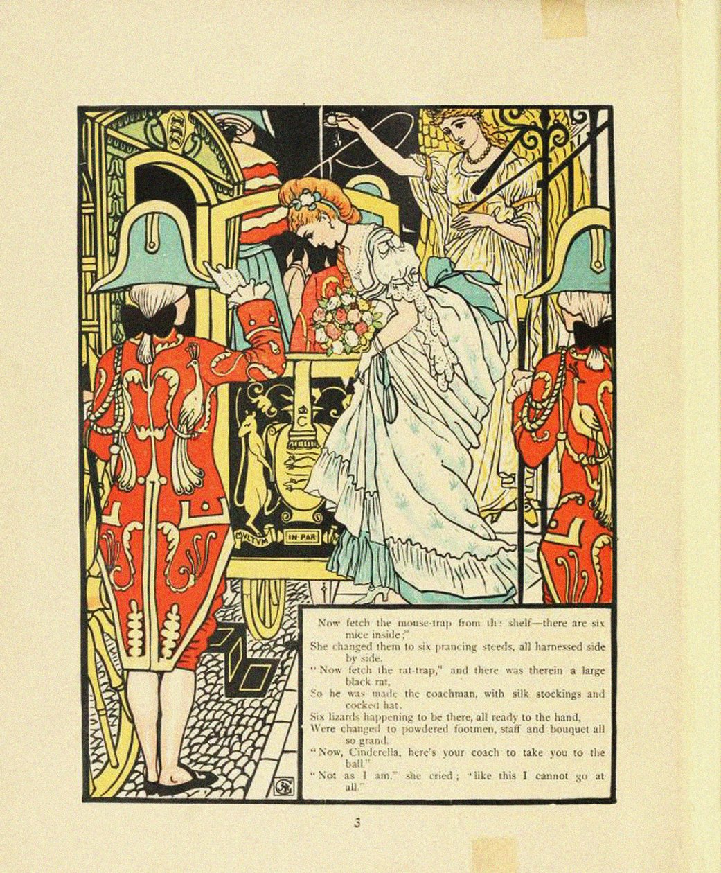 Ilustracja do bajki Kopciuszek autorstwa Walter Crane