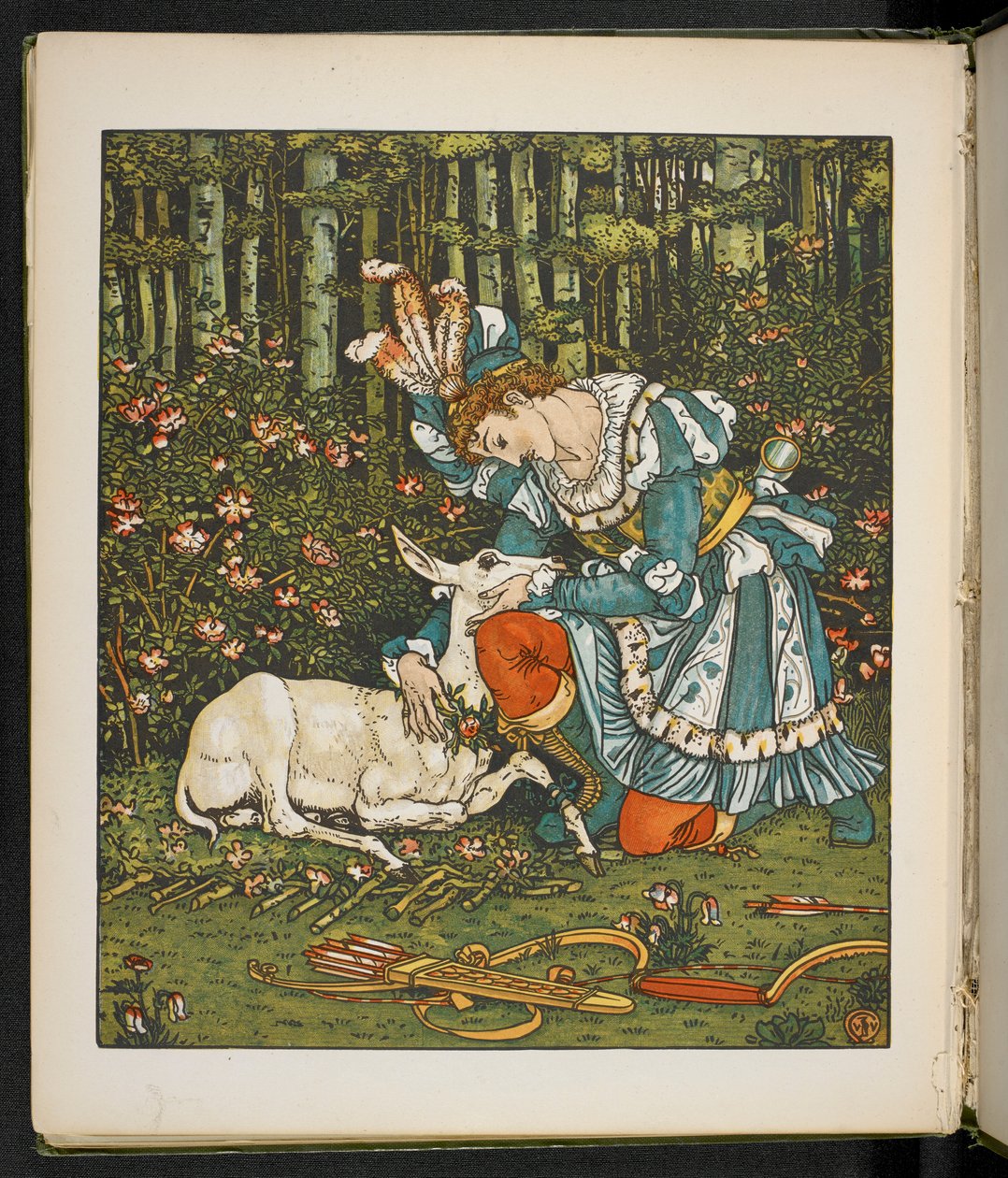 Ilustracja do opowiadania Hind w lesie. autorstwa Walter Crane