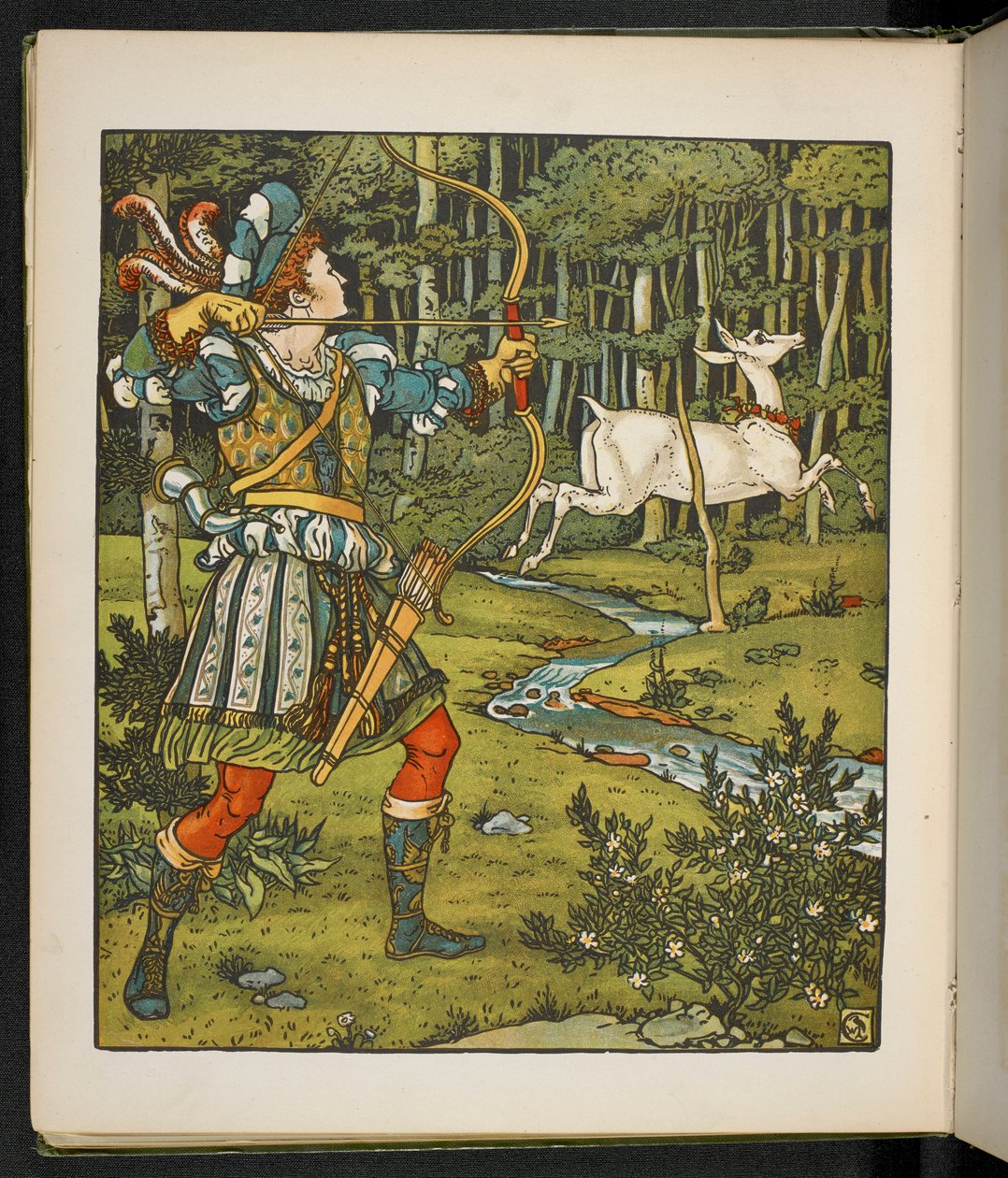 Ilustracja do opowiadania Hind w lesie. autorstwa Walter Crane