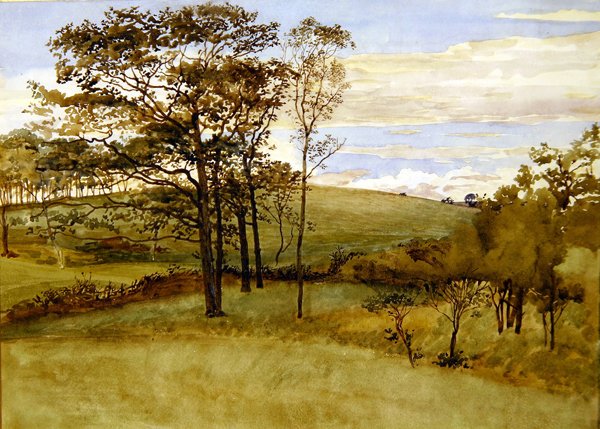 Pejzaż późnego lata (akwarela na papierze) autorstwa Walter Crane