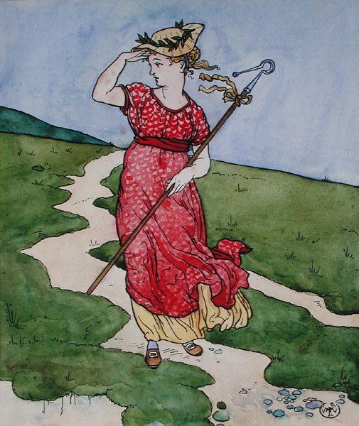 Little Bo-Peep (kolor ciała na papierze) autorstwa Walter Crane