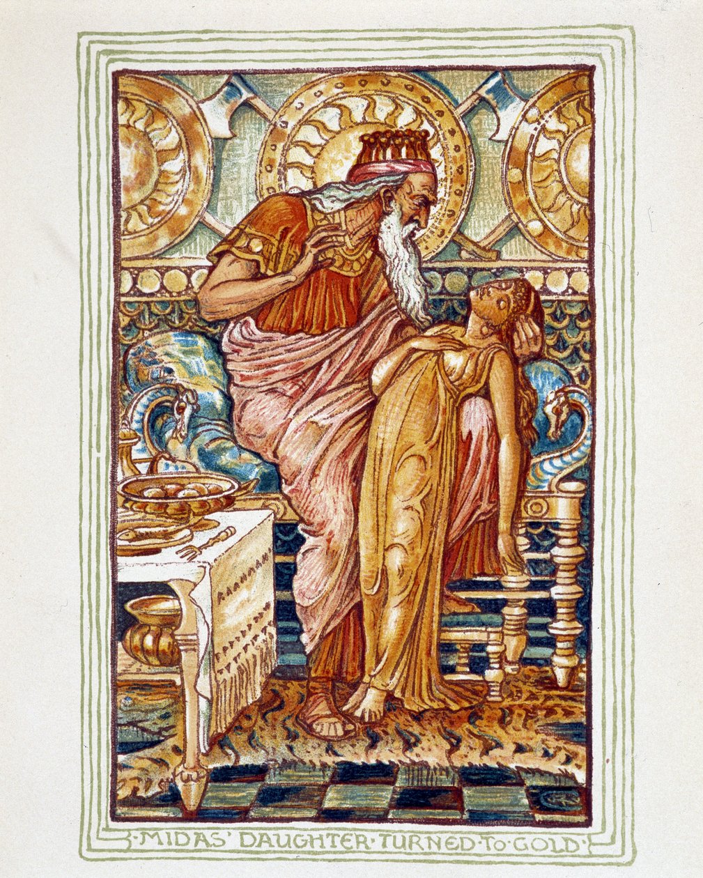 Midas zamienia córkę w złoto - w „Cudownej książce dla dziewczynek i chłopców” autorstwa Walter Crane