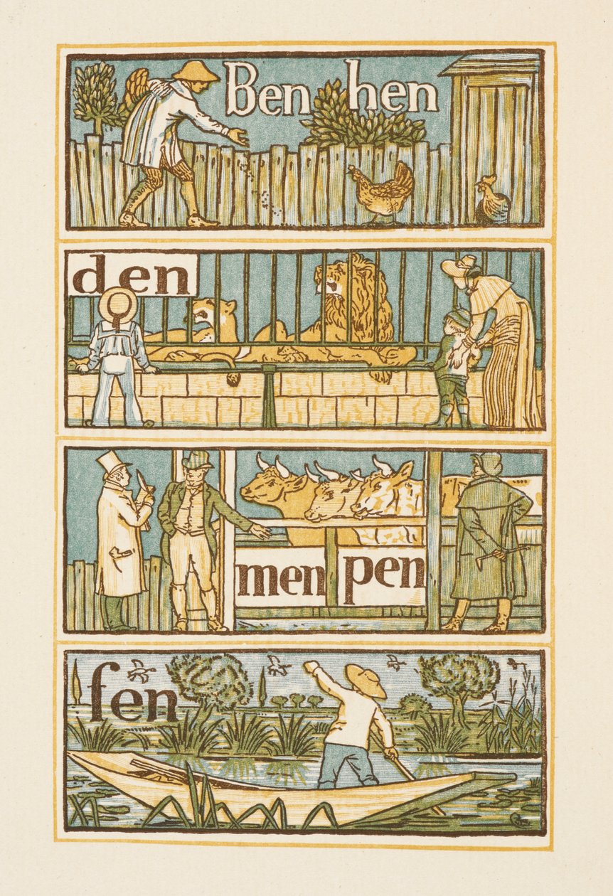 Rymowanie wyrazów kończących się na literę N. Złoty podkład. autorstwa Walter Crane