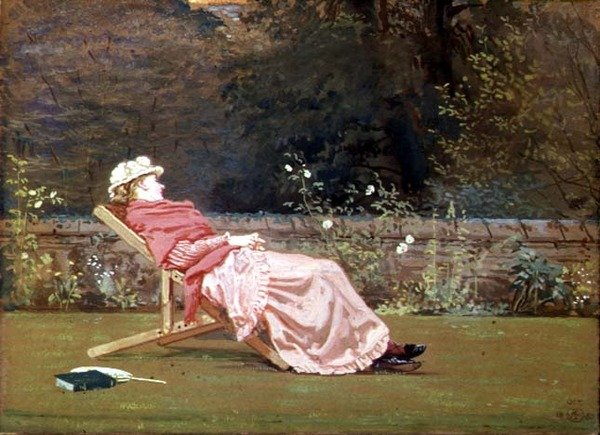 Rosalind, hrabina Carlisle (1845-1921) w ogrodzie w Naworth autorstwa Walter Crane
