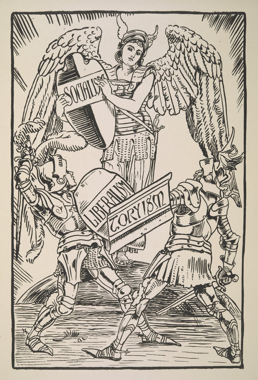Socjalizm, liberalizm i torysizm, z karykatur dla sprawy autorstwa Walter Crane