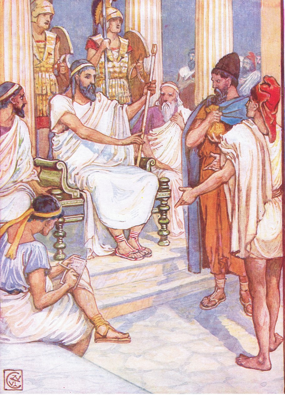 Solon mądry prawodawca Aten, ilustracja z Historii Grecji, lata 30. XX wieku autorstwa Walter Crane