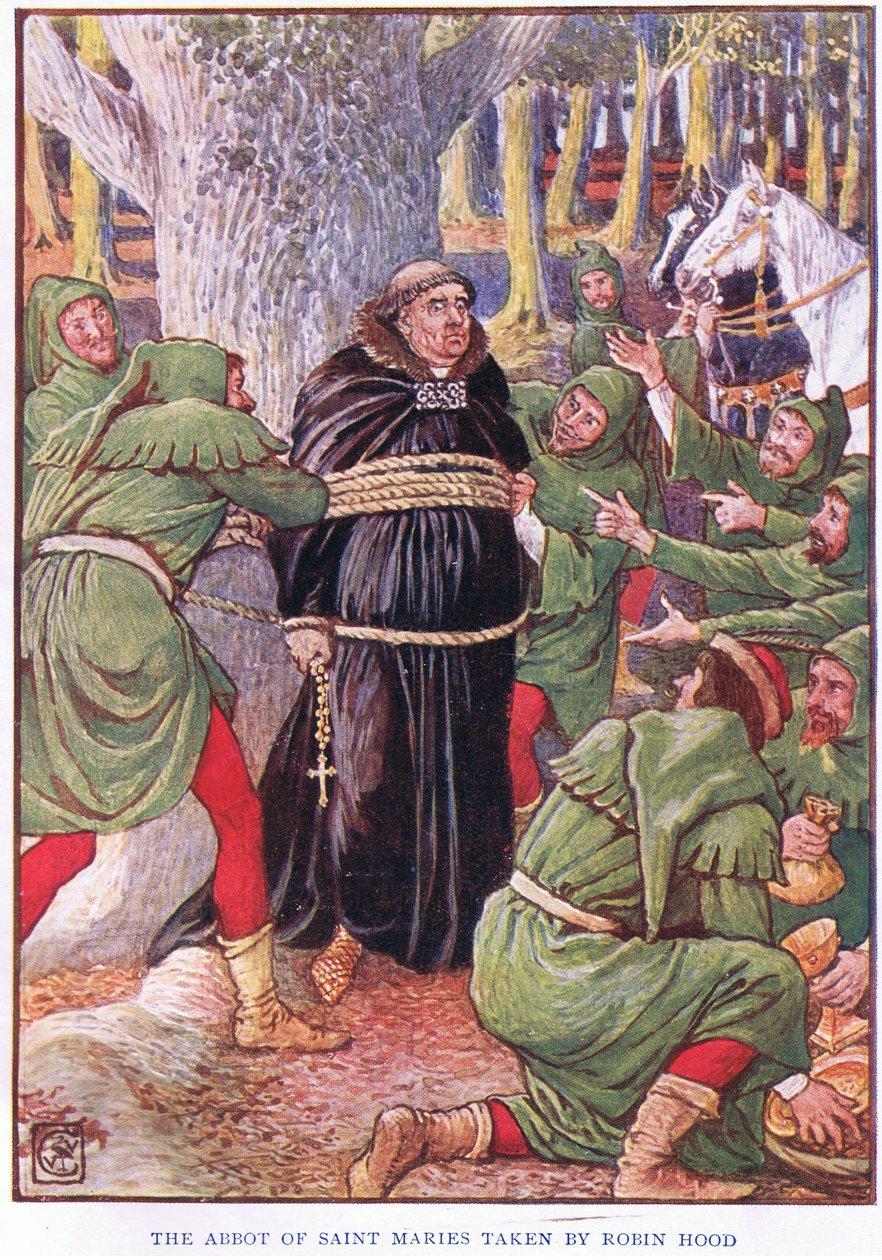 Opat z Saint Marie wzięty przez Robin Hooda, c.1920 autorstwa Walter Crane