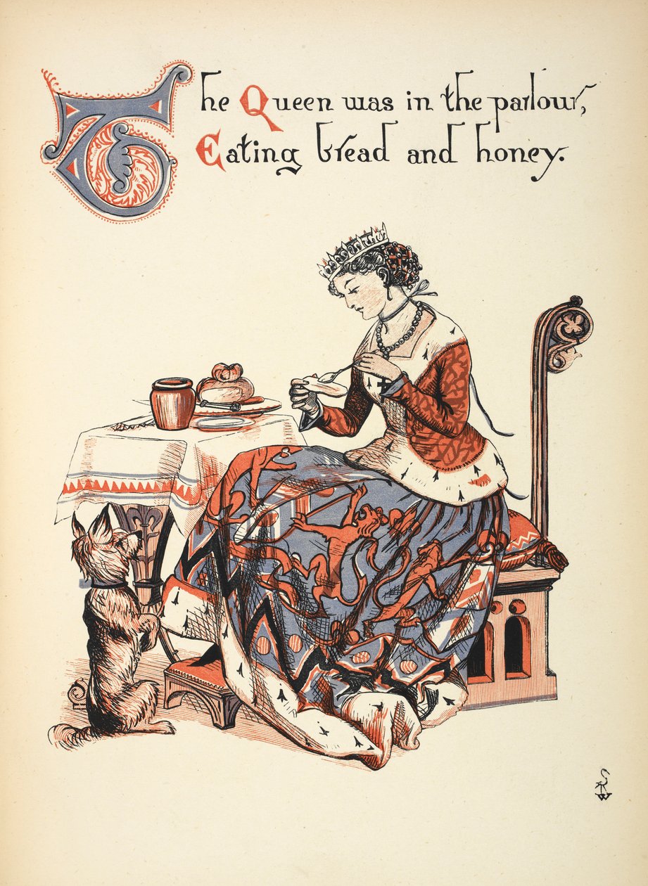 Królowa była w salonie, jadła chleb i miód. autorstwa Walter Crane