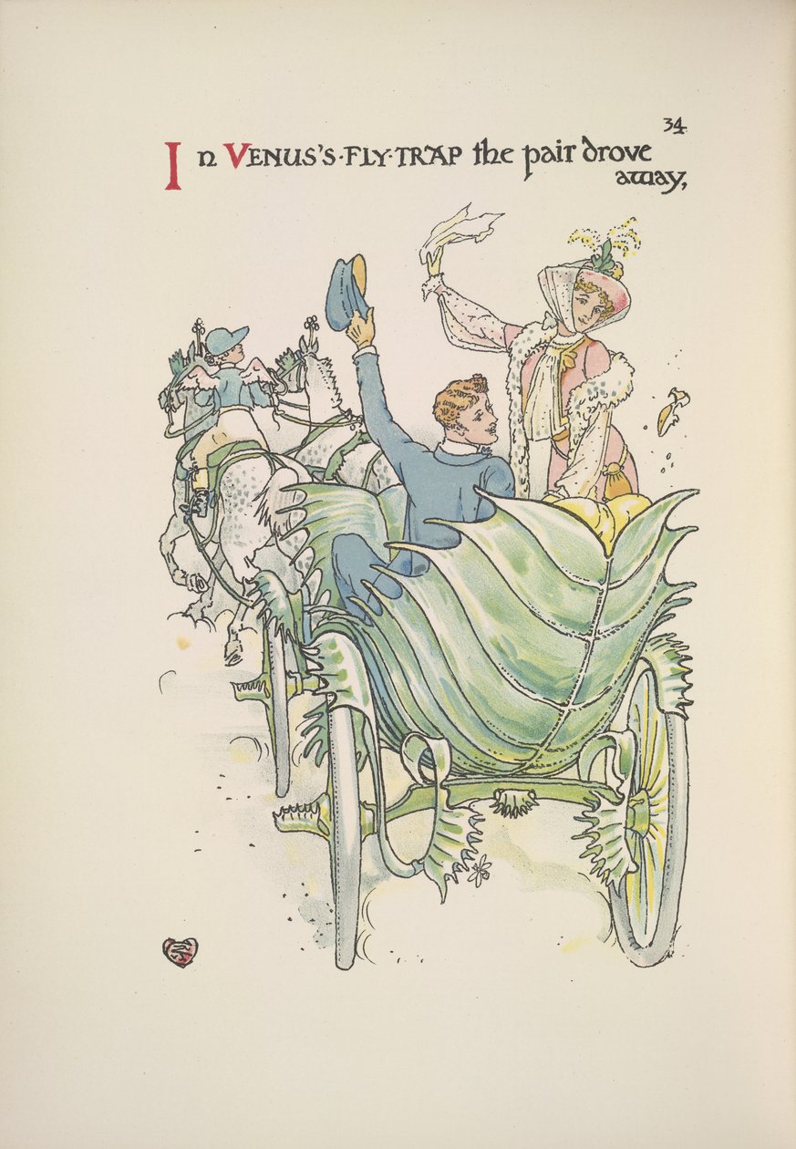 Pułapka na muchy Wenus. Para podróżująca konno i powozem autorstwa Walter Crane