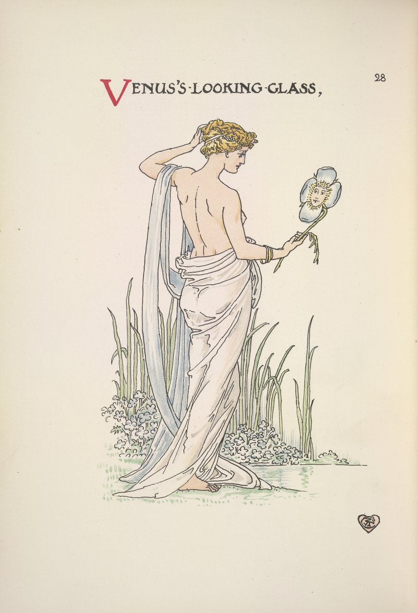 Lustro Wenus. Kobieta podziwiająca siebie w lustrze autorstwa Walter Crane