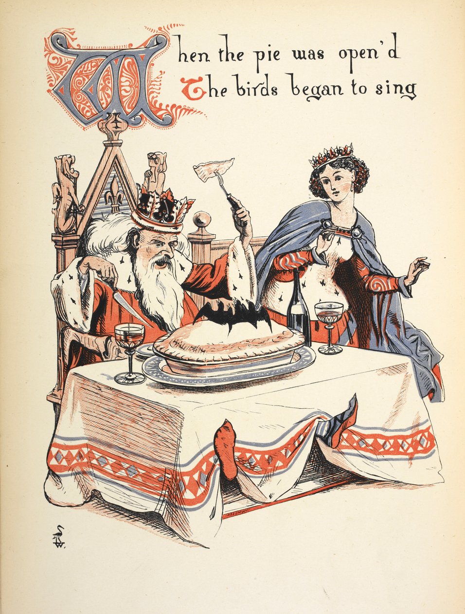 Kiedy ciasto było otwarte, ptaki zaczęły śpiewać. autorstwa Walter Crane