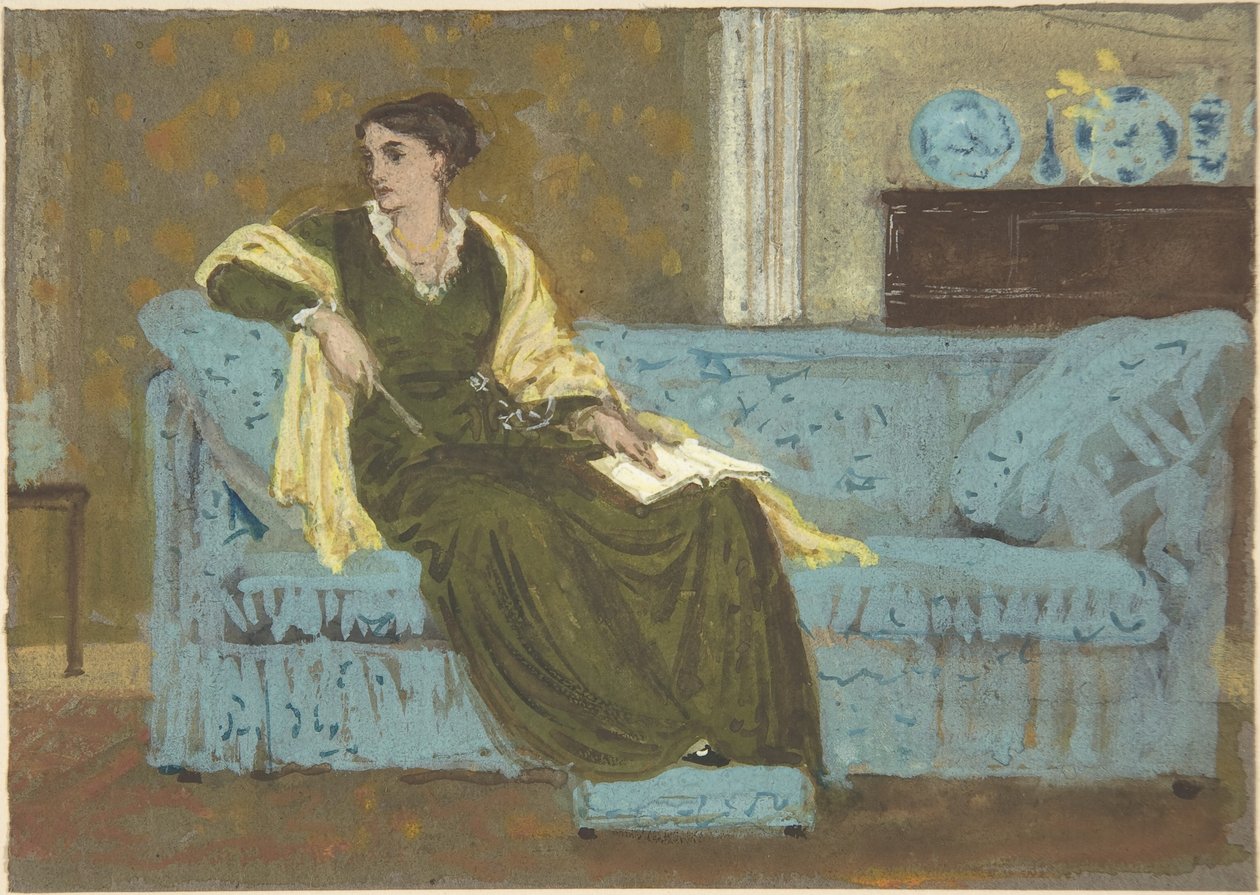 Kobieta siedząca na sofie autorstwa Walter Crane