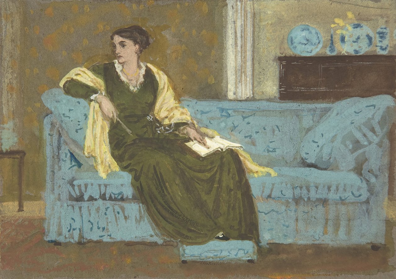 Kobieta siedząca na sofie, 1865-1915. autorstwa Walter Crane