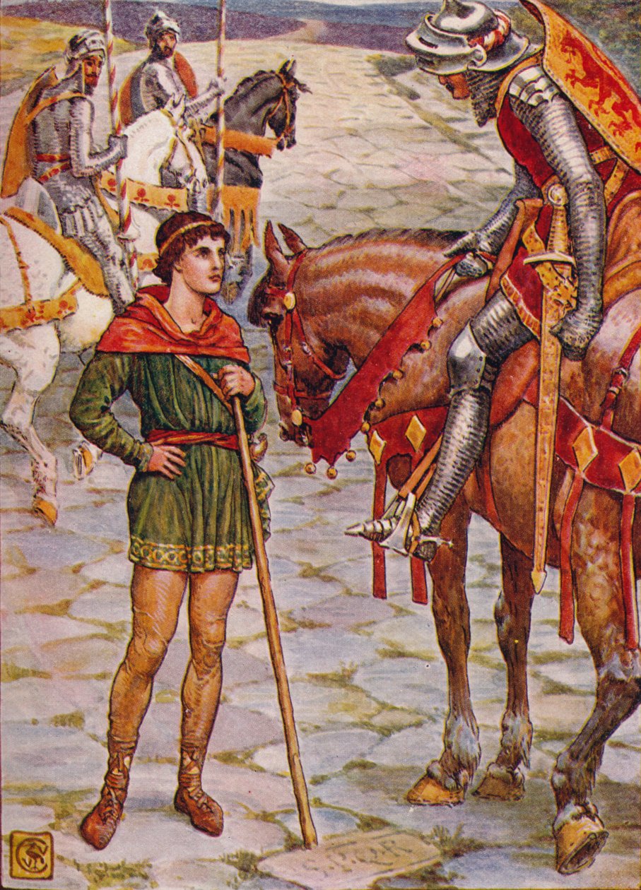 Pytania młodego Percivala Sir Owen, 1911. autorstwa Walter Crane