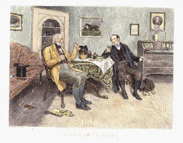 Fajka i szklanka, opublikowana 1896 (akwatinta) autorstwa Walter Dendy (after) Sadler