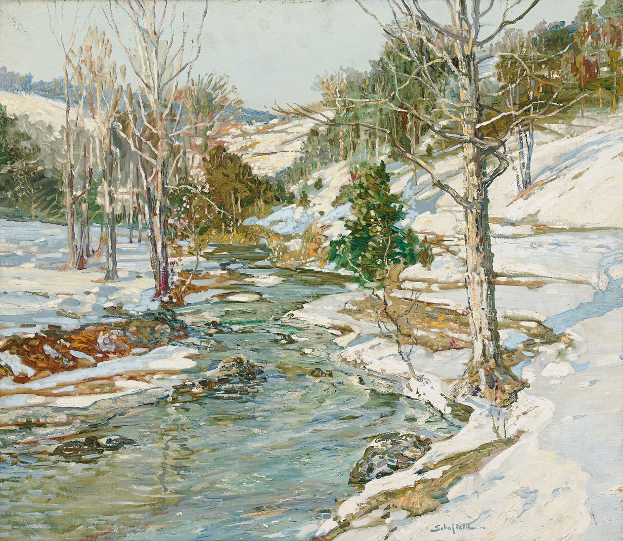 Zbliża się wiosna (olej na płótnie) autorstwa Walter Elmer Schofield