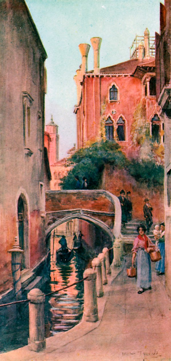 Kanał w Wenecji (kolorowa litografia) autorstwa Walter Frederick Roofe Tyndale