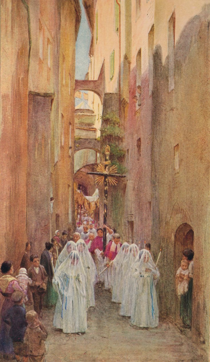 Procesja w San Remo, ok. 1910, 1912 autorstwa Walter Frederick Roofe Tyndale