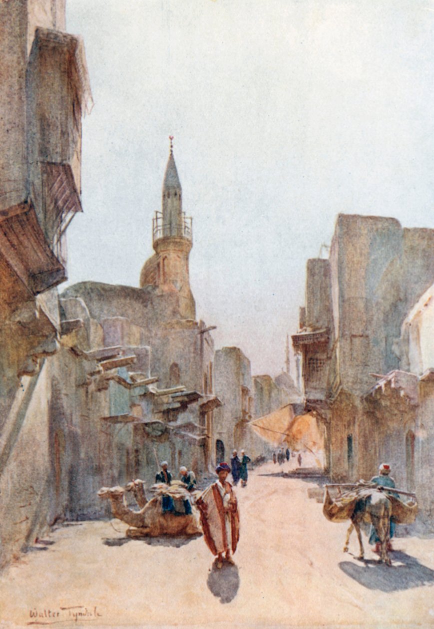 Ulica w pobliżu Cytadeli, Kair (kolorowa litografia) autorstwa Walter Frederick Roofe Tyndale