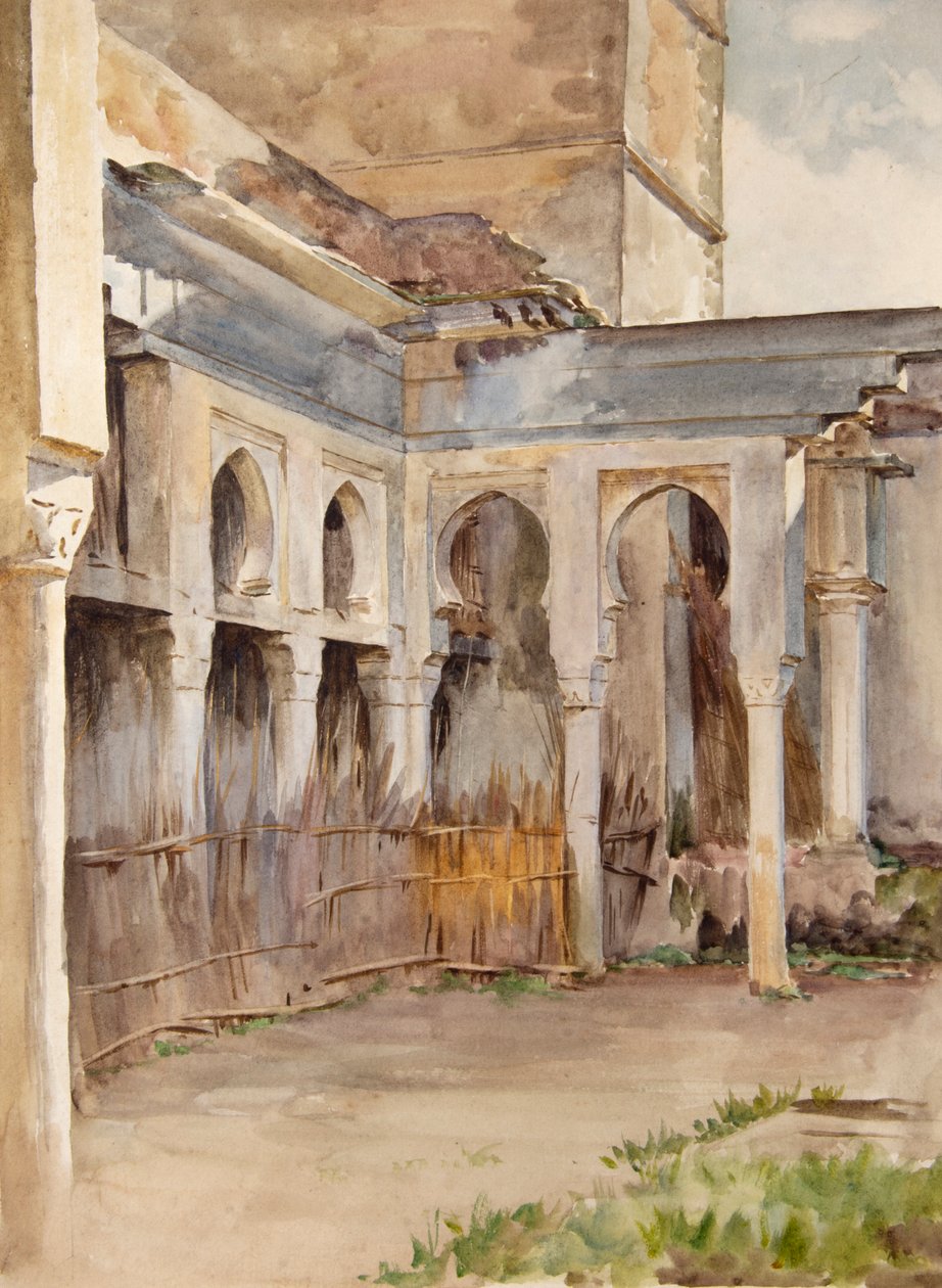 Dziedziniec z łukami podkowiastymi (akwarela) autorstwa Walter Frederick Roofe Tyndale