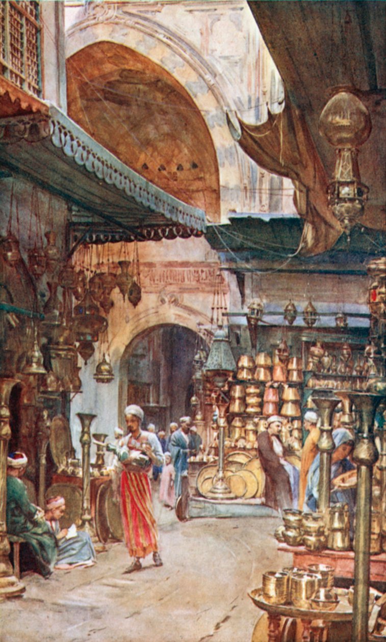 Khan El-Khalil, Kair (kolorowa litografia) autorstwa Walter Frederick Roofe Tyndale