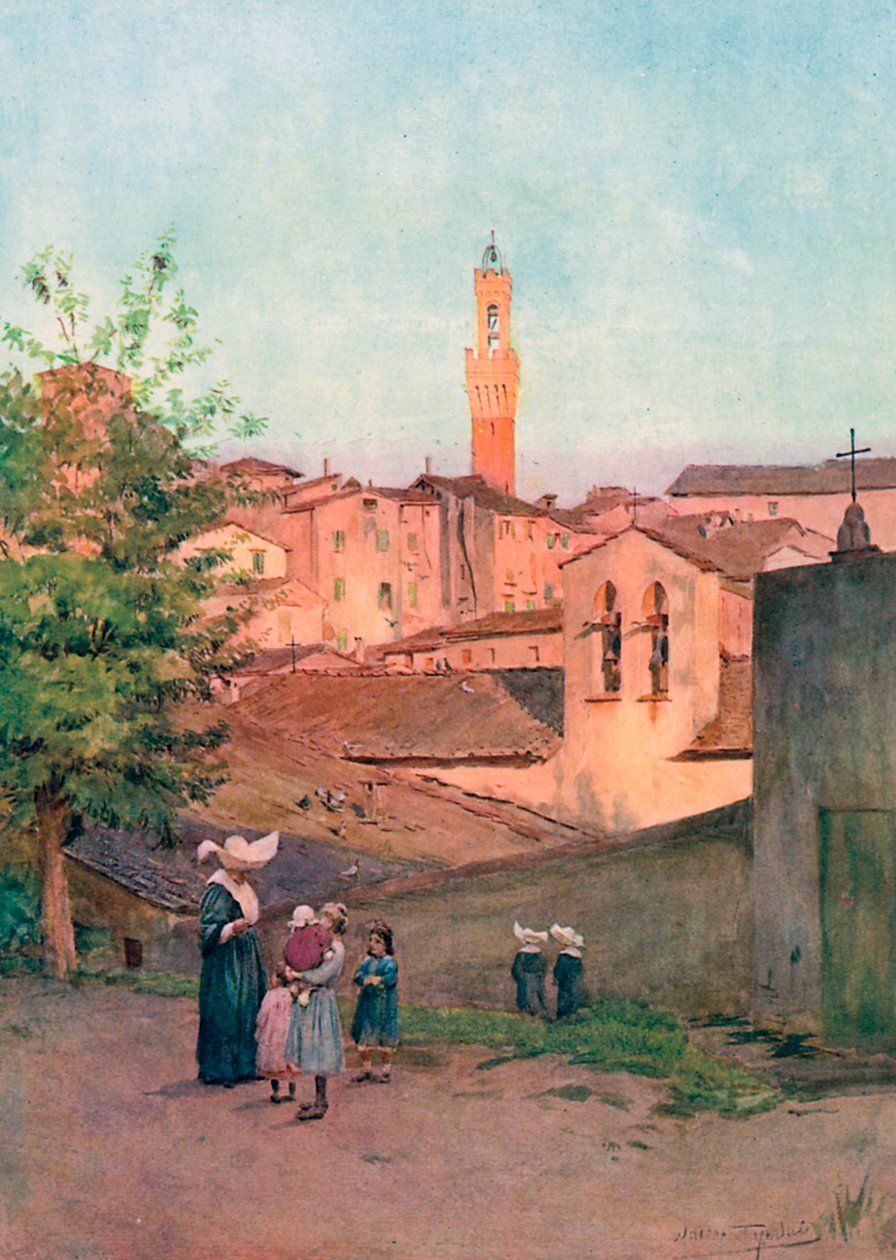 La Capella S Caterina, Siena (kolorowa litografia) autorstwa Walter Frederick Roofe Tyndale