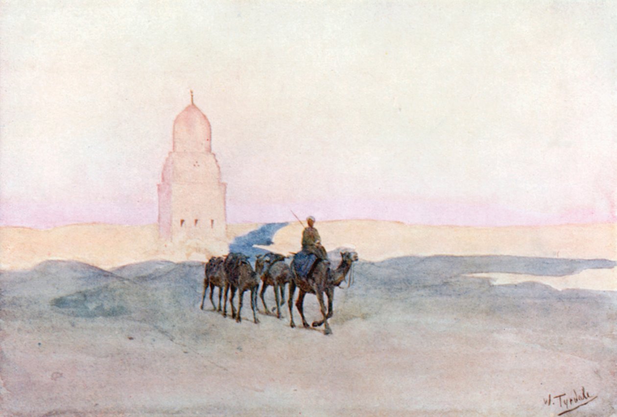 W pobliżu grobowców kalifów, Kair (kolorowa litografia) autorstwa Walter Frederick Roofe Tyndale