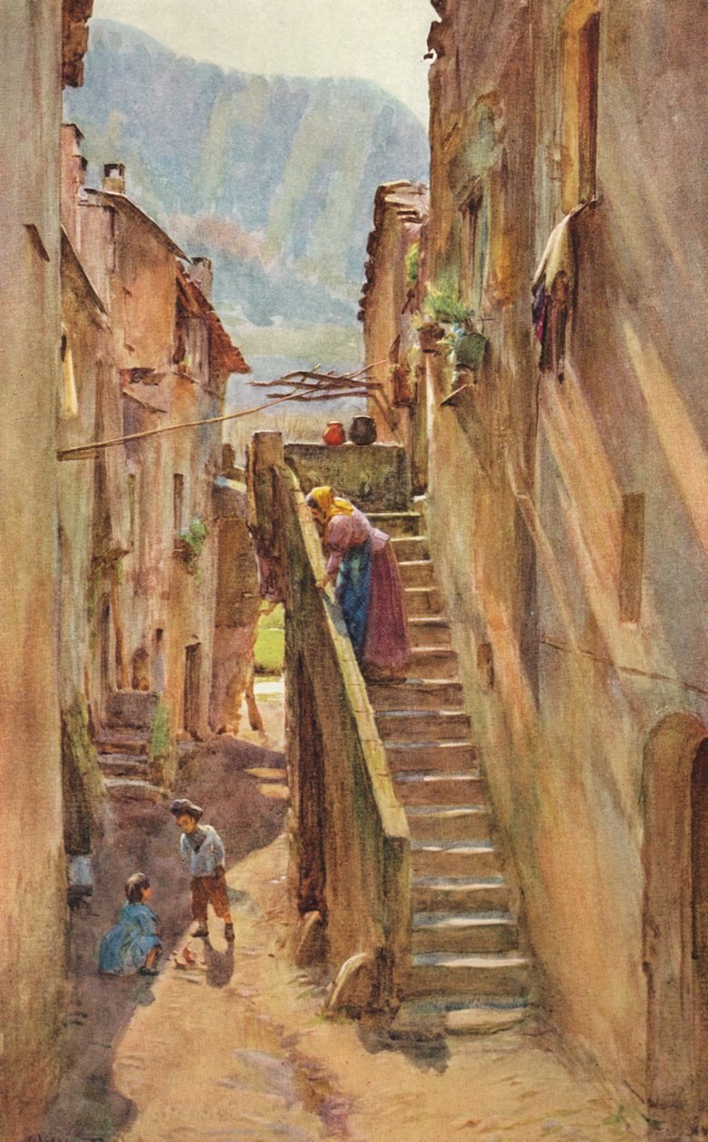 Vicolo del Ponte, Villa Nuova di Albenga, c1910, 1912 autorstwa Walter Frederick Roofe Tyndale