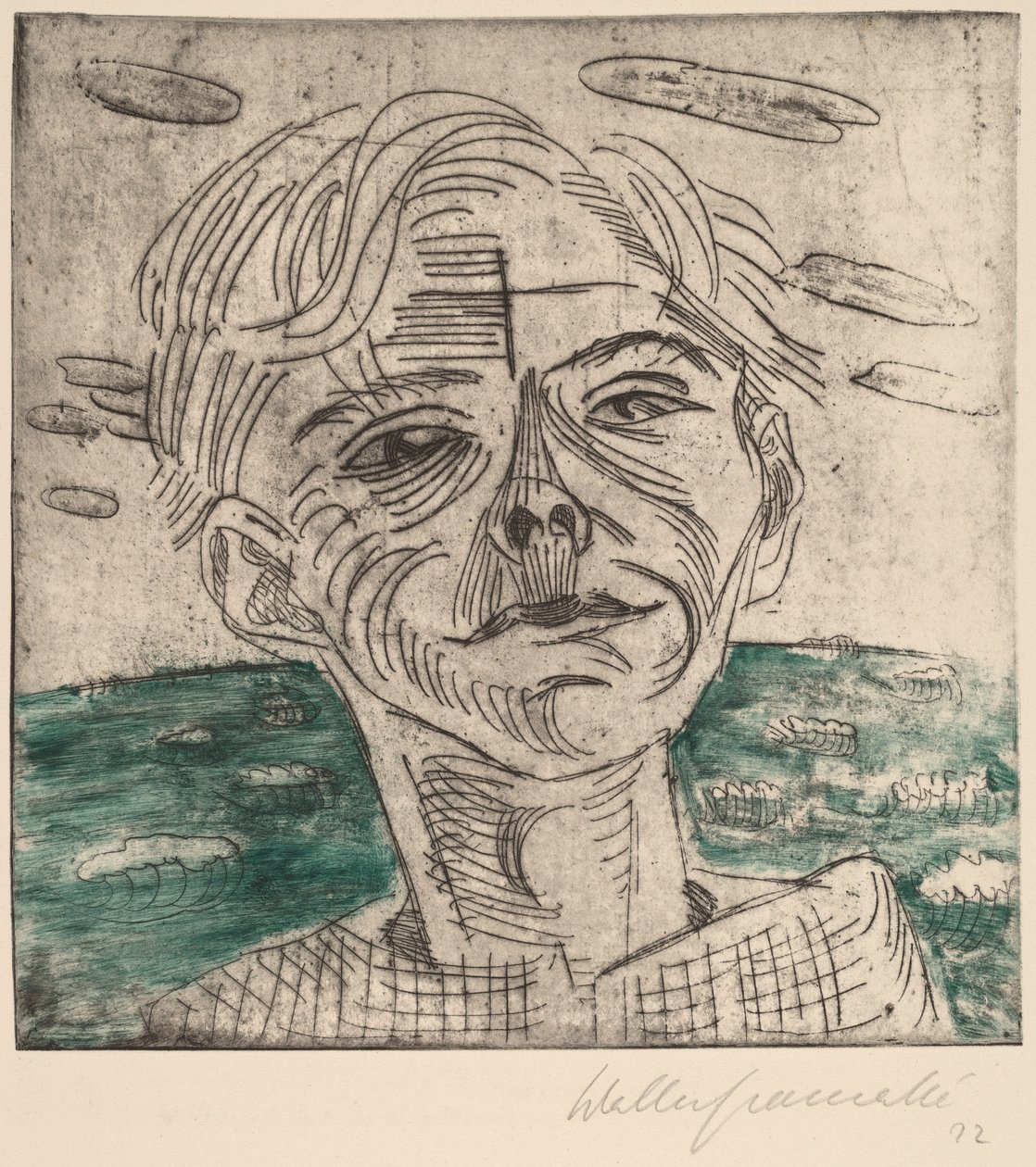 Mężczyzna nad morzem, Autoportret Mężczyzna nad morzem, Autoportret, 1923. autorstwa Walter Gramatte