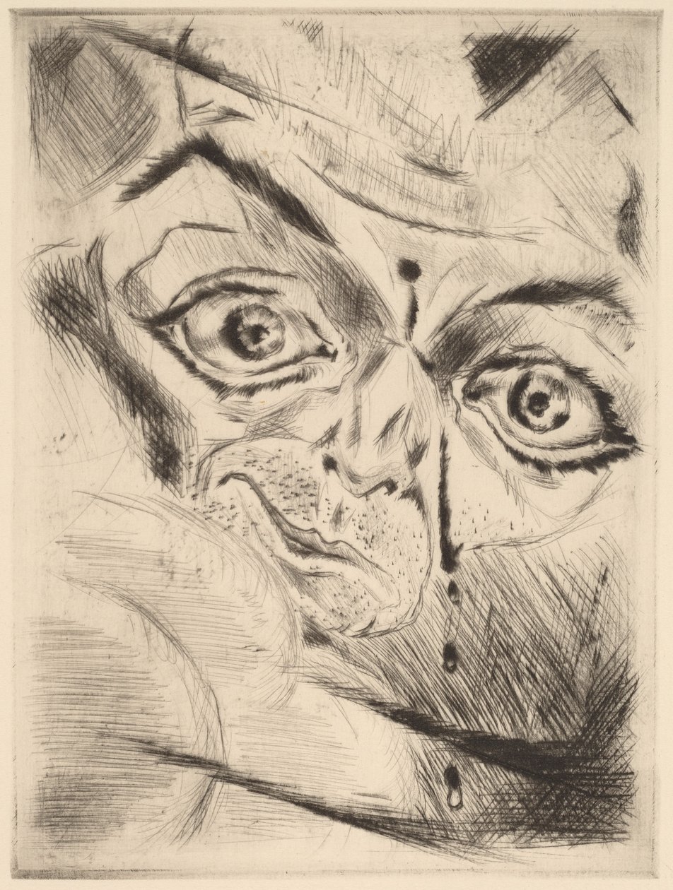 Piotr z raną postrzałową na czole, 1918. autorstwa Walter Gramatte