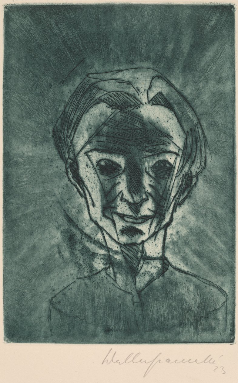 Uśmiechnięta głowa, autoportret autorstwa Walter Gramatte