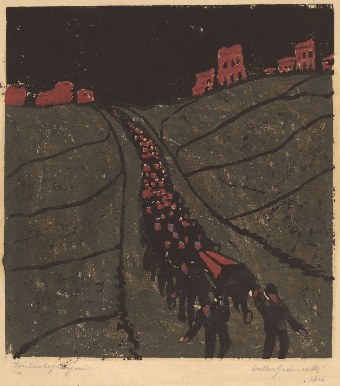 Pogrzeb pogrzebowy, 1916. autorstwa Walter Gramatte