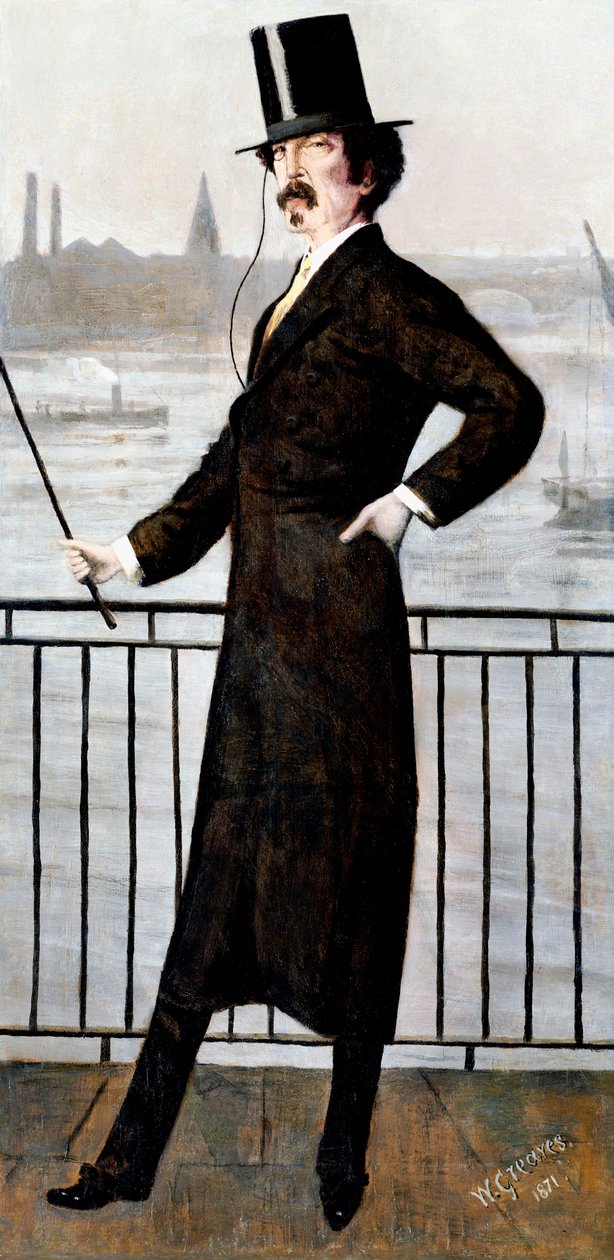 James Abbott McNeill Whistler na spacerze wdowy w swoim domu w Lindsey Row, Chelsea, 1871 autorstwa Walter Greaves