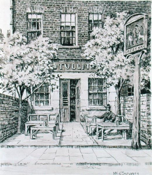 Zielony człowiek, Beaufort Street, Chelsea (tusz na papierze) autorstwa Walter Greaves
