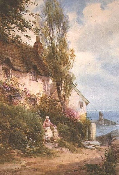 Domek nad morzem (akwarela) autorstwa Walter Henry Sweet