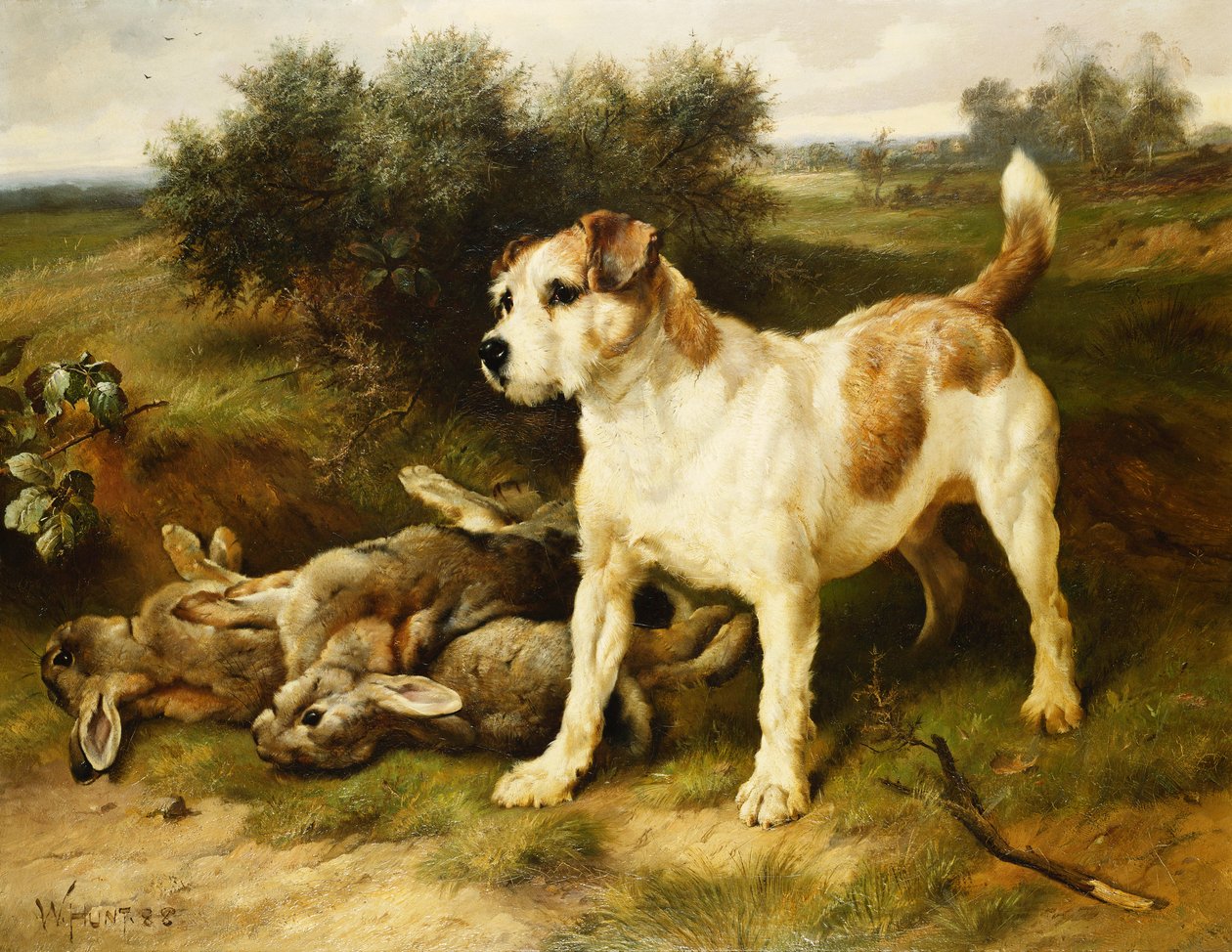 Foksterier z torbą dnia autorstwa Walter Hunt