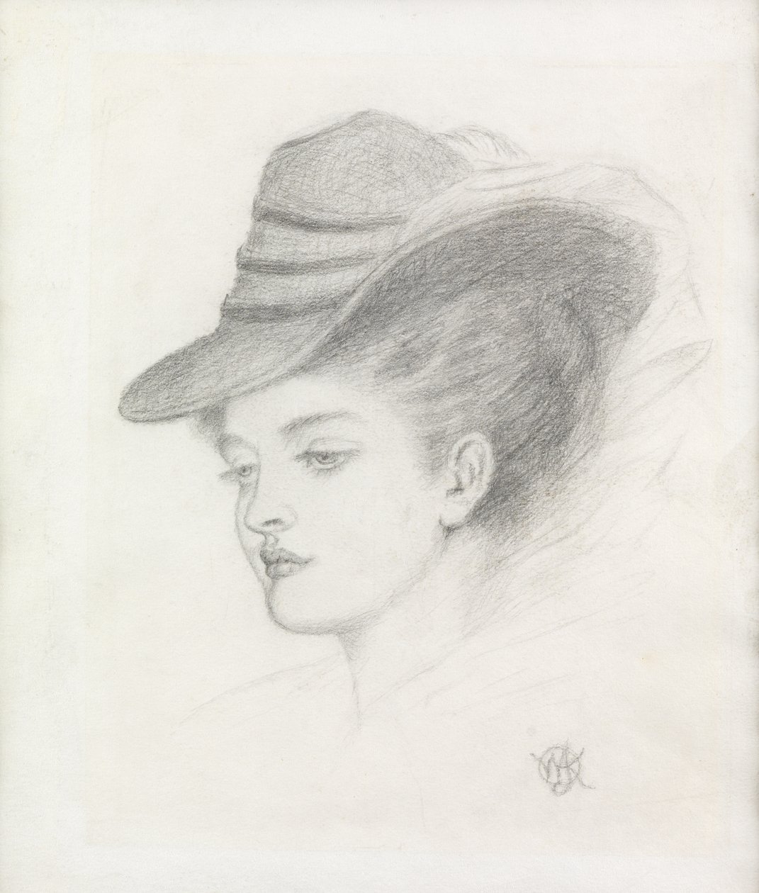 Emily Renshaw, żona artysty (ołówek na papierze) autorstwa Walter John Knewstub