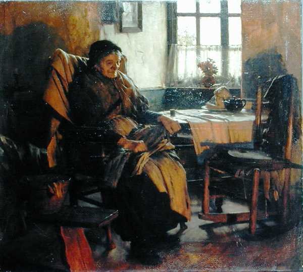 W blasku ognia autorstwa Walter Langley